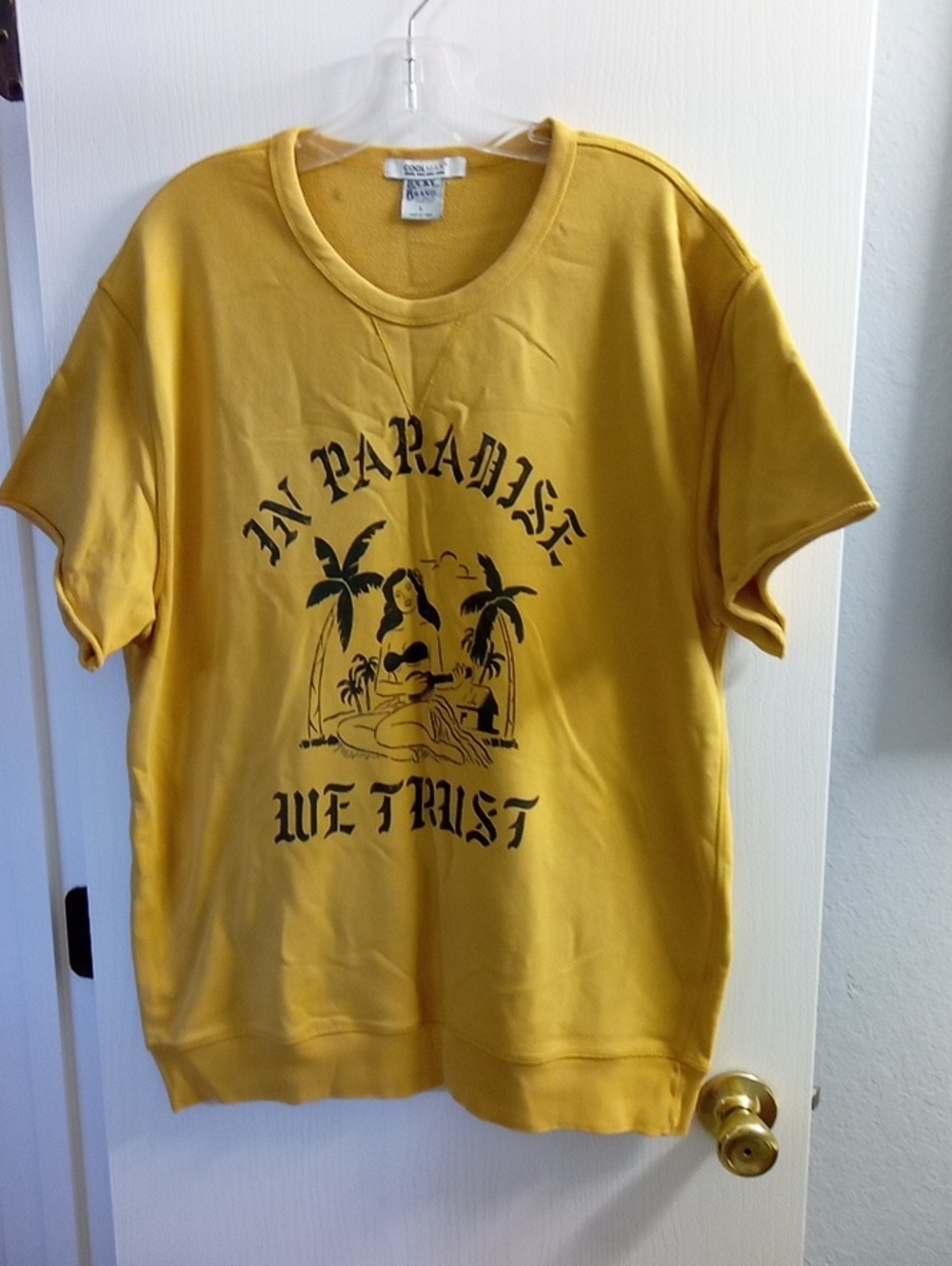 Lucky Brand Mustard Yellow Graphic Tee - 'In Paradise We Trust'